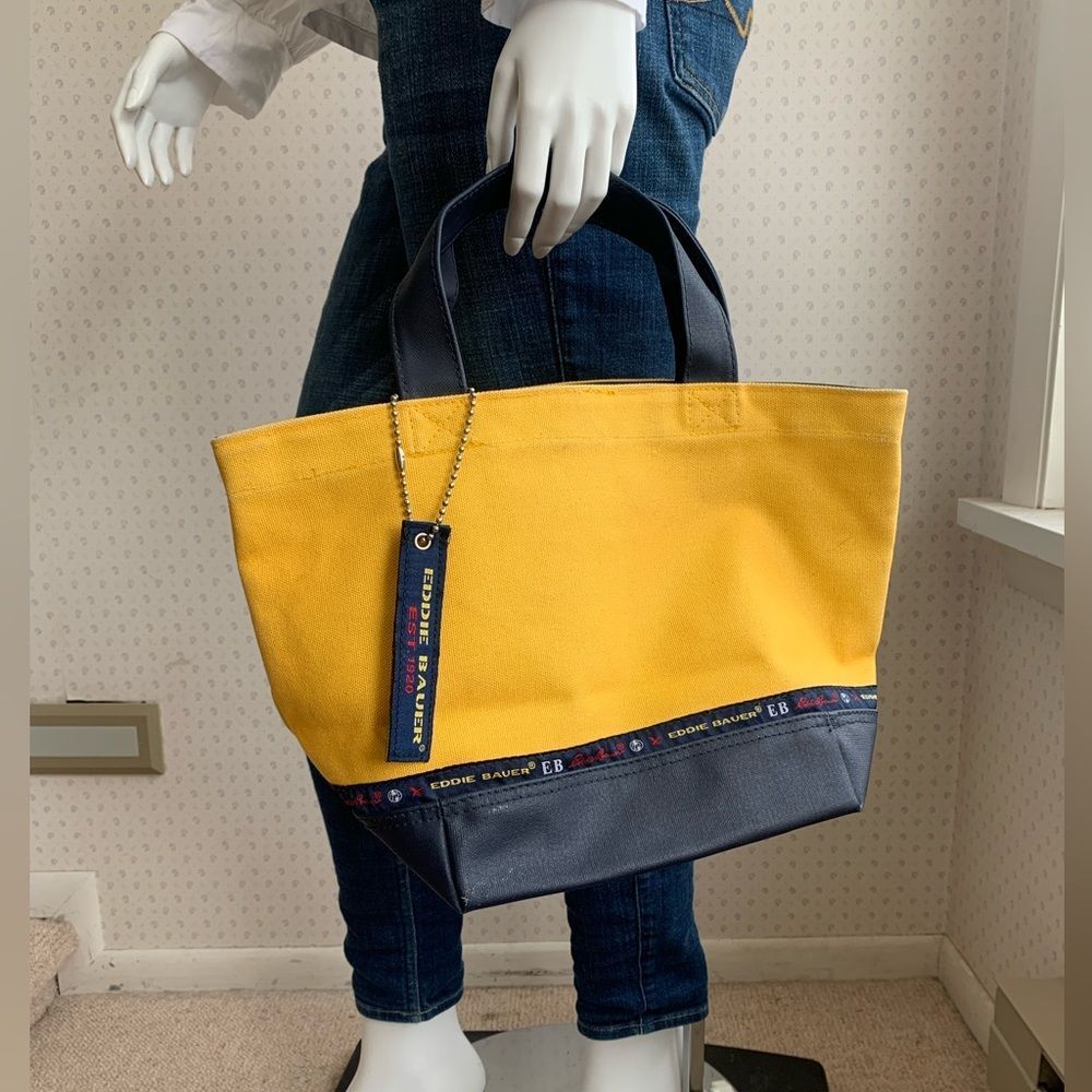 90s Eddie Bauer Yellow/Blue Mini Tote Bag